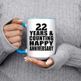Happy 22nd Anniversary 22 Years & Counting - 15oz Accent Mug Blue