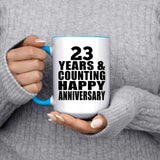 Happy 23rd Anniversary 23 Years & Counting - 15oz Accent Mug Blue