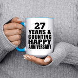 Happy 27th Anniversary 27 Years & Counting - 15oz Accent Mug Blue