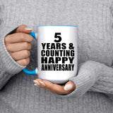 Happy 5th Anniversary 5 Years & Counting - 15oz Accent Mug Blue