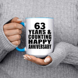 Happy 63rd Anniversary 63 Years & Counting - 15oz Accent Mug Blue