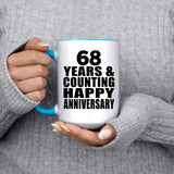 Happy 68th Anniversary 68 Years & Counting - 15oz Accent Mug Blue