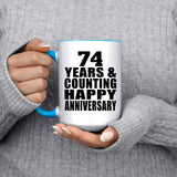 Happy 74th Anniversary 74 Years & Counting - 15oz Accent Mug Blue