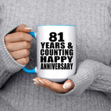 Happy 81st Anniversary 81 Years & Counting - 15oz Accent Mug Blue