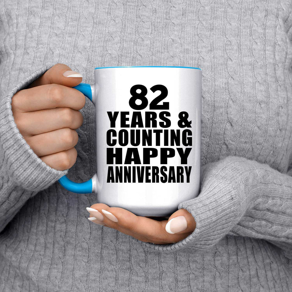 Happy 82nd Anniversary 82 Years & Counting - 15oz Accent Mug Blue