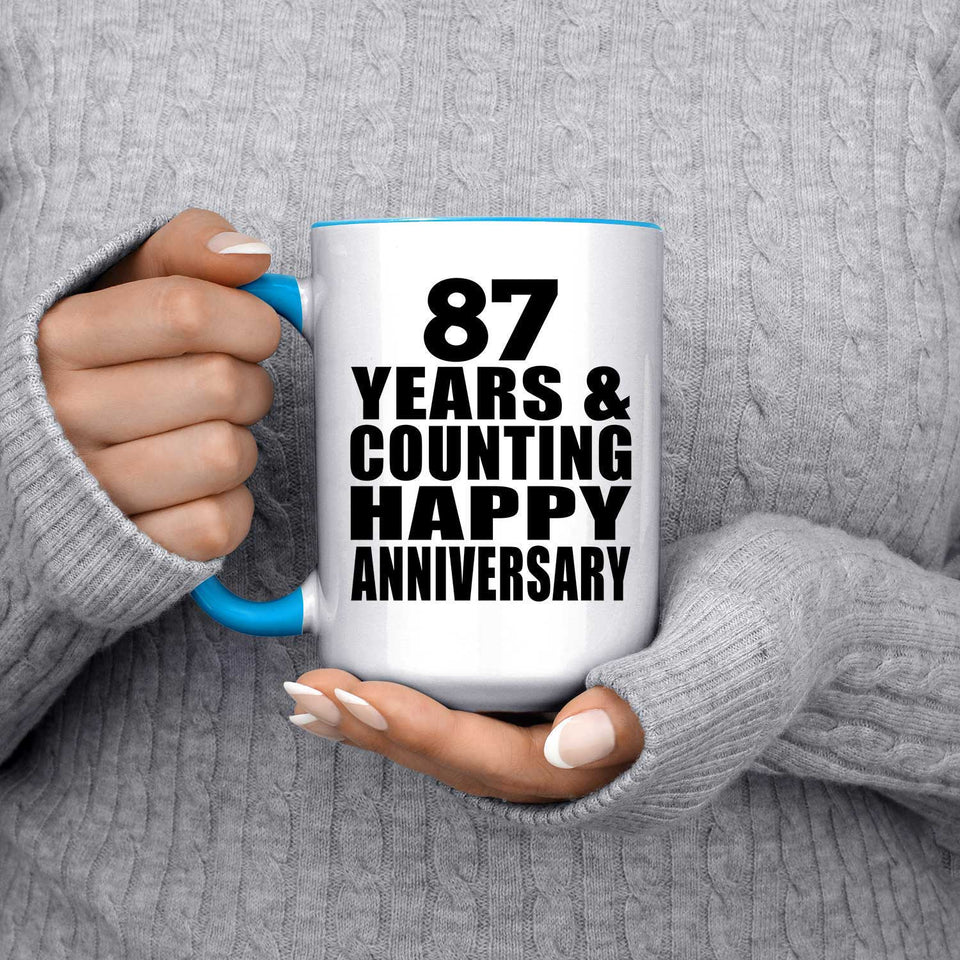 Happy 87th Anniversary 87 Years & Counting - 15oz Accent Mug Blue