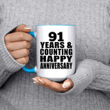 Happy 91st Anniversary 91 Years & Counting - 15oz Accent Mug Blue