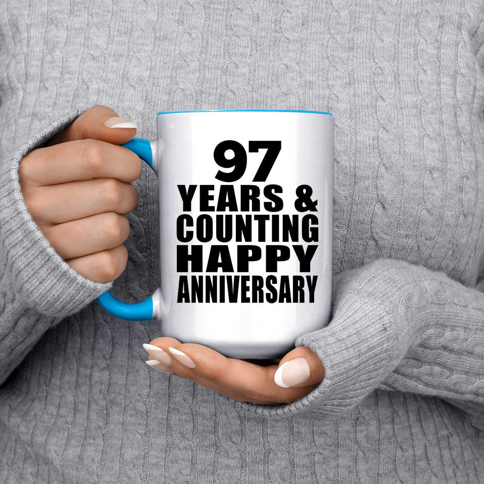 Happy 97th Anniversary 97 Years & Counting - 15oz Accent Mug Blue