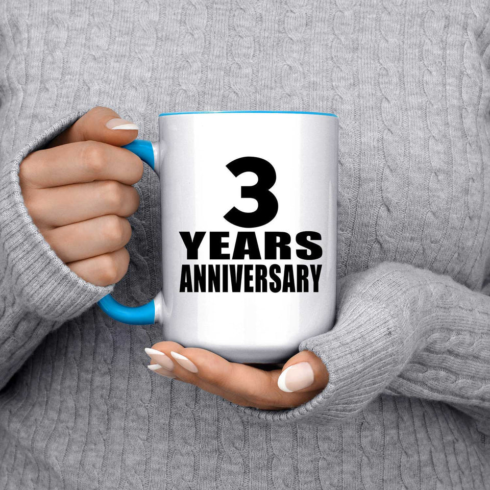3rd Anniversary 3 Years - 15oz Accent Mug Blue