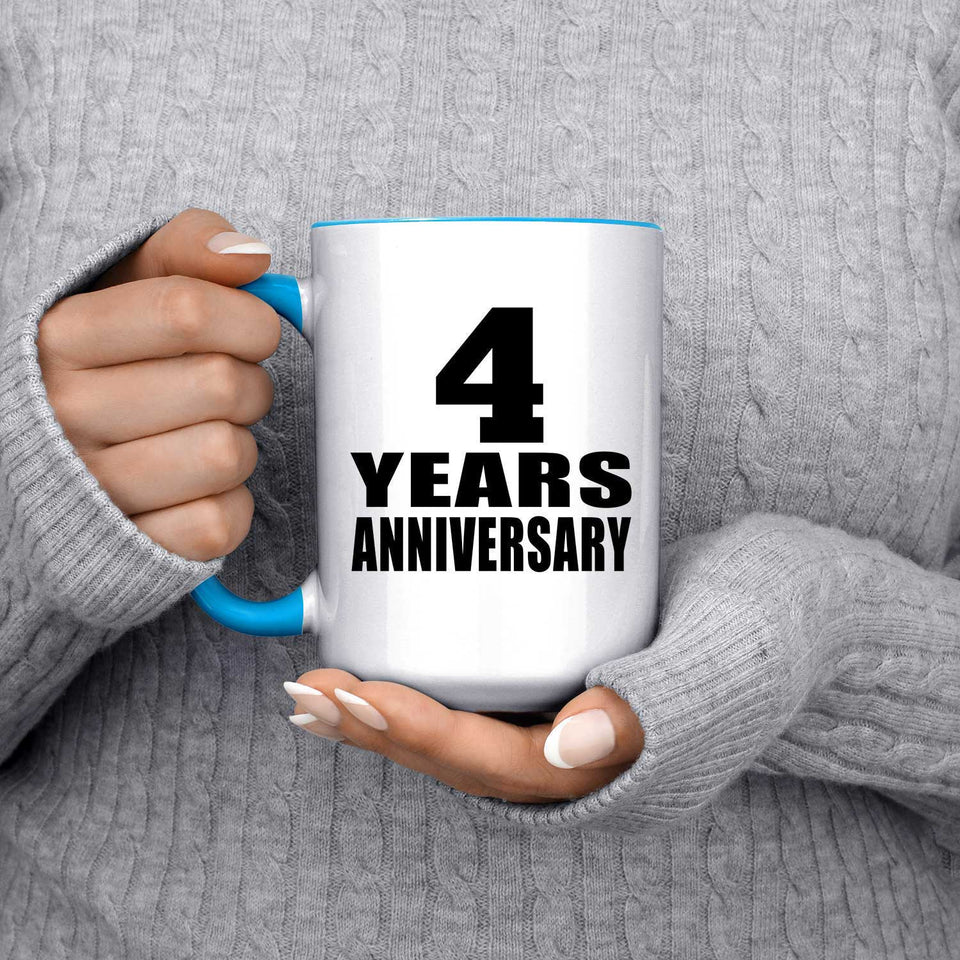 4th Anniversary 4 Years - 15oz Accent Mug Blue