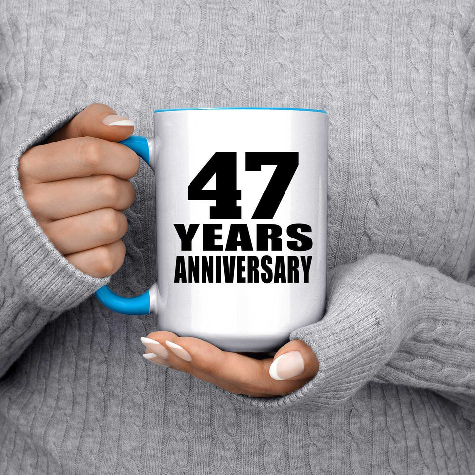 47th Anniversary 47 Years - 15oz Accent Mug Blue