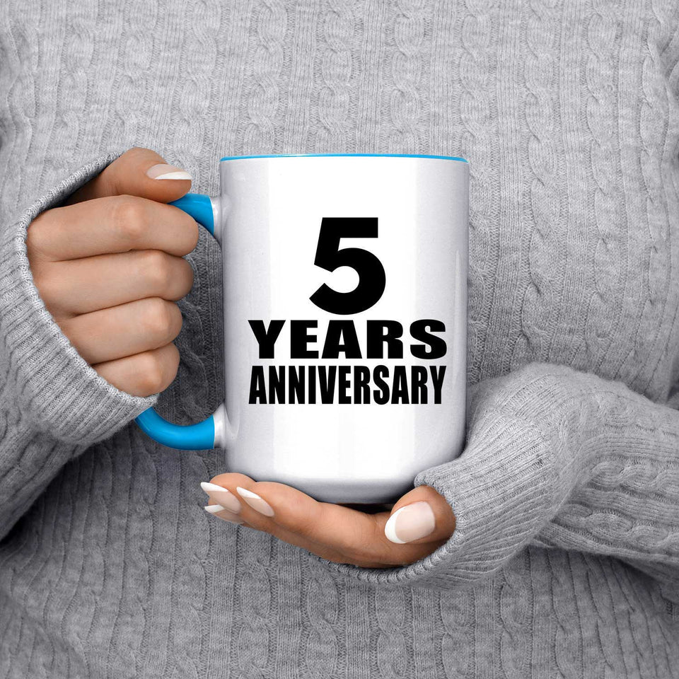 5th Anniversary 5 Years - 15oz Accent Mug Blue