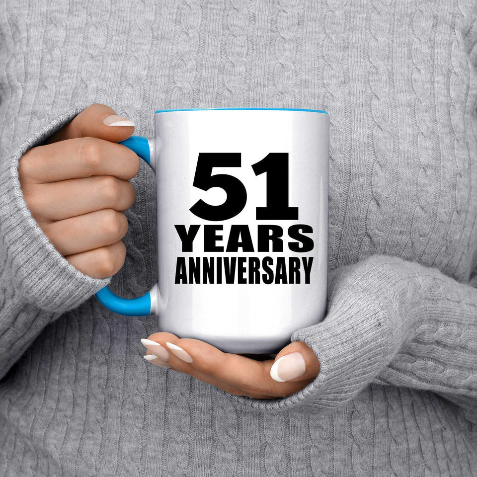 51st Anniversary 51 Years - 15oz Accent Mug Blue