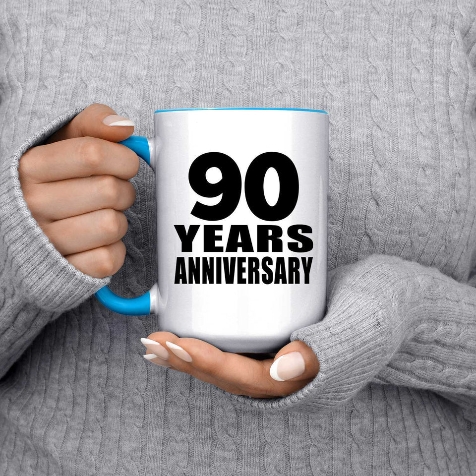 90th Anniversary 90 Years - 15oz Accent Mug Blue