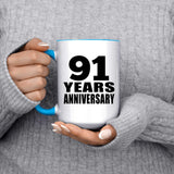91st Anniversary 91 Years - 15oz Accent Mug Blue