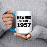 67th Anniversary Mr & Mrs Since 1957 - 15oz Accent Mug Blue