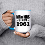 63rd Anniversary Mr & Mrs Since 1961 - 15oz Accent Mug Blue