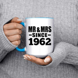 62nd Anniversary Mr & Mrs Since 1962 - 15oz Accent Mug Blue