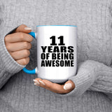 11th Birthday 11 Years Of Being Awesome - 15oz Accent Mug Blue