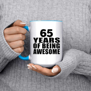65th Birthday 65 Years Of Being Awesome - 15oz Accent Mug Blue