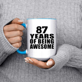 87th Birthday 87 Years Of Being Awesome - 15oz Accent Mug Blue