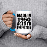 74th Birthday Made In 1950 Aged to Perfection - 15oz Accent Mug Blue
