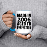 18th Birthday Made In 2006 Aged to Perfection - 15oz Accent Mug Blue