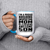 Proud Building Inspector Mom Of Awesome Son - 15oz Accent Mug Blue