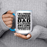 Proud Technical Writer Dad Of Awesome Daughter - 15oz Accent Mug Blue