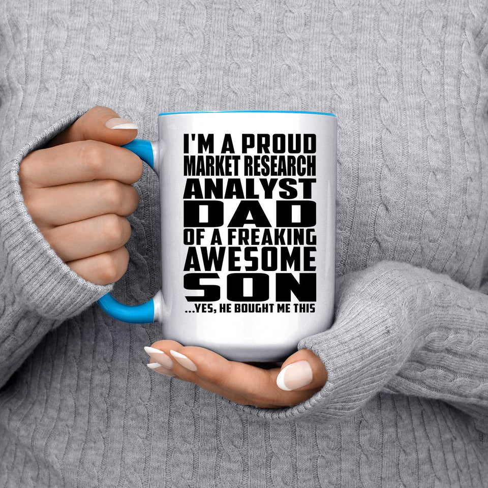 Proud Market Research Analyst Dad Of Awesome Son - 15oz Accent Mug Blue