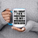 All I Want For Christmas Is My Wirehaired Pointing Griffon - 15oz Accent Mug Blue