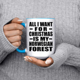 All I Want For Christmas Is My Norwegian Forest - 15oz Accent Mug Blue