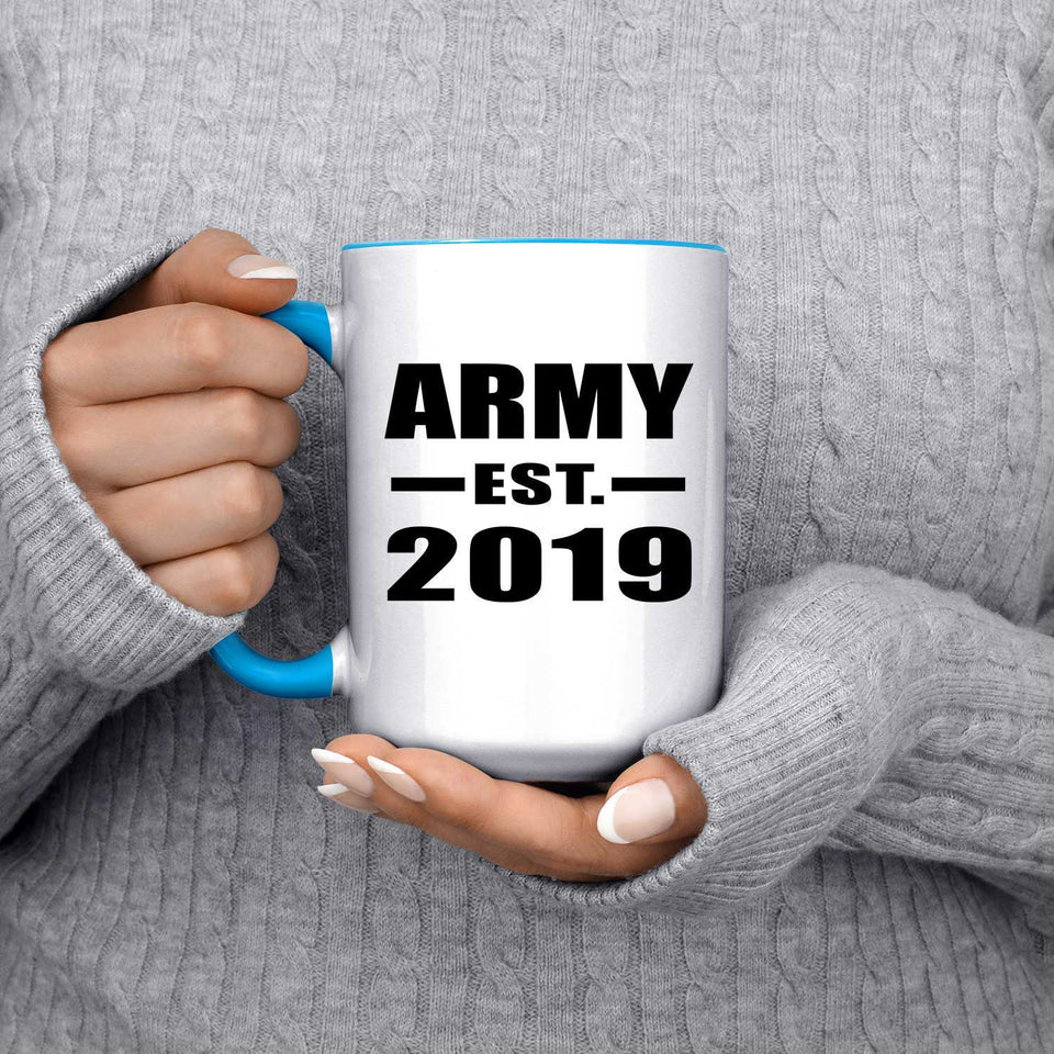 Army Established EST. 2019 - 15oz Accent Mug Blue