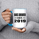 Bus Driver Established EST. 2019 - 15oz Accent Mug Blue