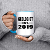 Geologist Established EST. 2019 - 15oz Accent Mug Blue