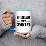 Meter Reader Established EST. 2019 - 15oz Accent Mug Blue