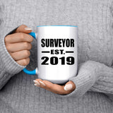 Surveyor Established EST. 2019 - 15oz Accent Mug Blue