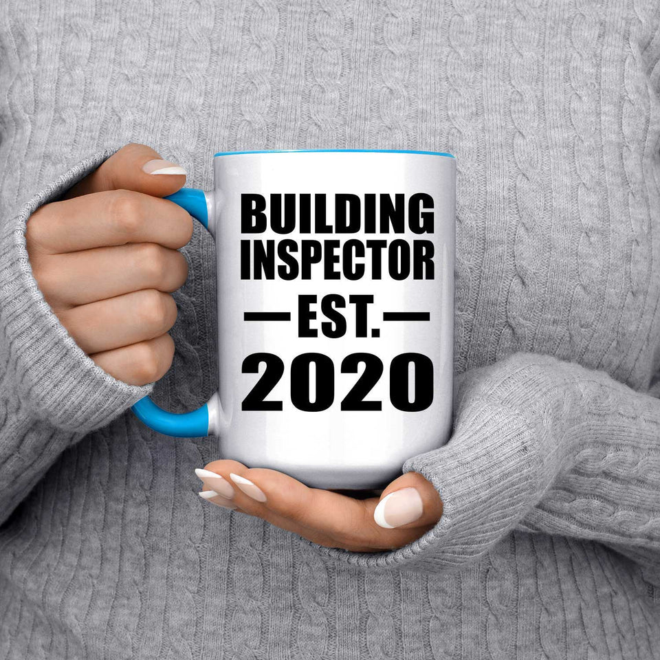 Building Inspector Established EST. 2020 - 15oz Accent Mug Blue