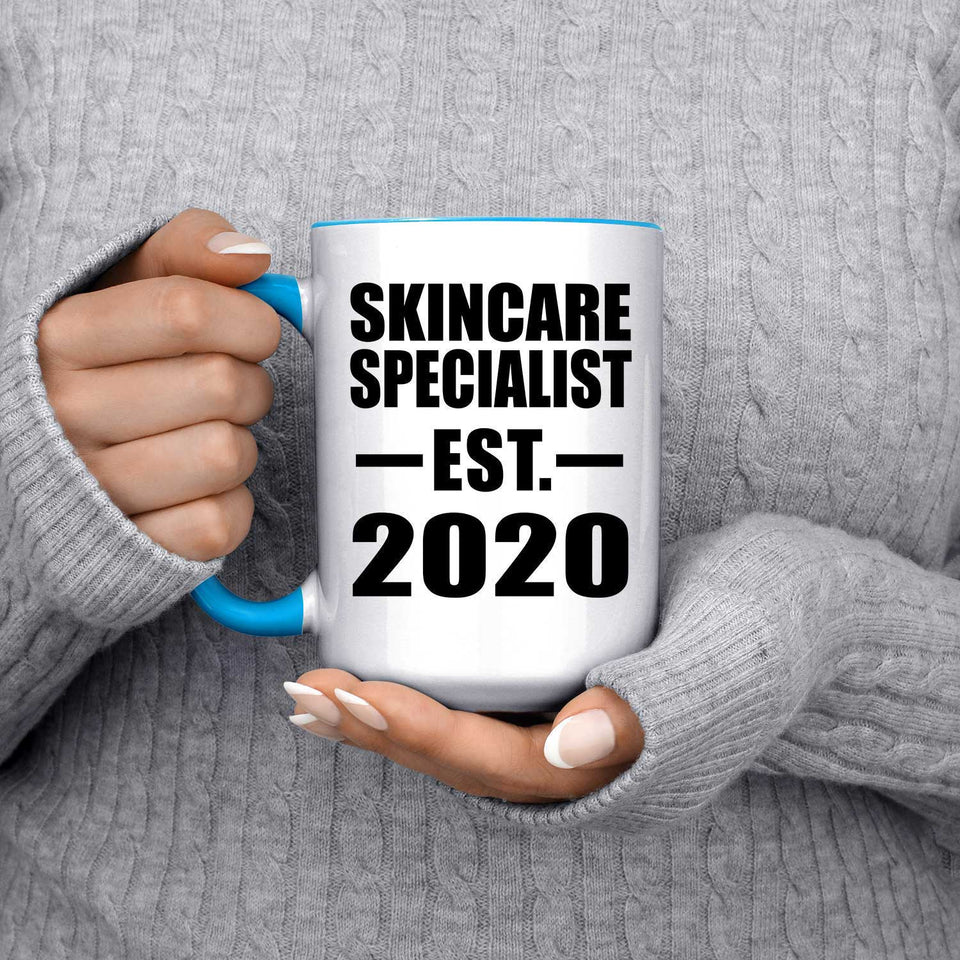 Skincare Specialist Established EST. 2020 - 15oz Accent Mug Blue