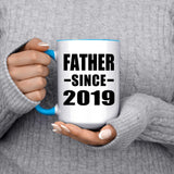 Father Since 2019 - 15oz Accent Mug Blue