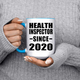 Health Inspector Since 2020 - 15oz Accent Mug Blue