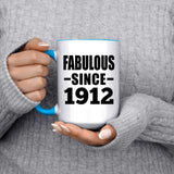 112th Birthday Fabulous Since 1912 - 15oz Accent Mug Blue