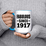 107th Birthday Fabulous Since 1917 - 15oz Accent Mug Blue