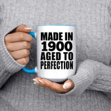 124th Birthday Made In 1900 Aged To Perfection - 15oz Accent Mug Blue