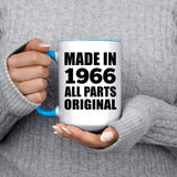 58th Birthday Made in 1966 All Parts Original - 15oz Accent Mug Blue