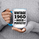 64th Birthday Vintage 1960 Aged Perfectly - 15oz Accent Mug Blue