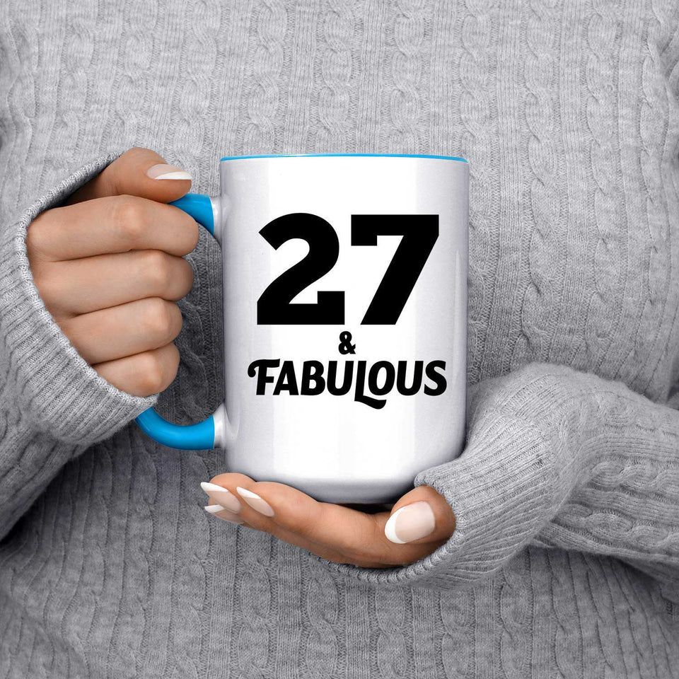 27th Birthday 27 & Fabulous - 15oz Accent Mug Blue