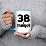 38th Birthday 38 & Fabulous - 15oz Accent Mug Blue