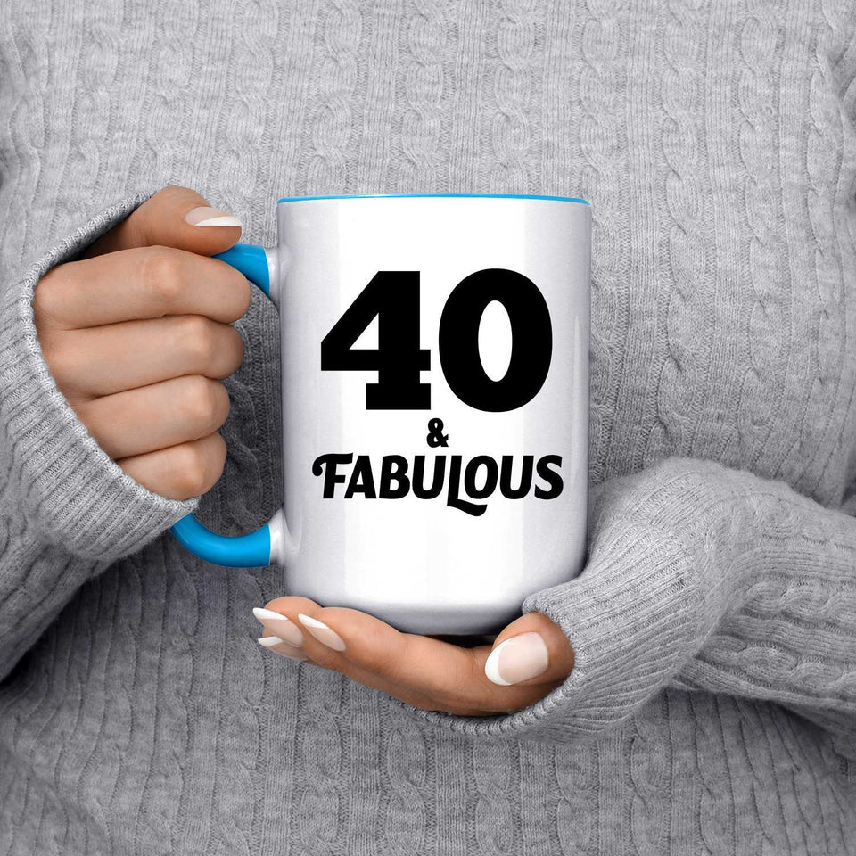 40th Birthday 40 & Fabulous - 15oz Accent Mug Blue