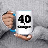 40th Birthday 40 & Fabulous - 15oz Accent Mug Blue
